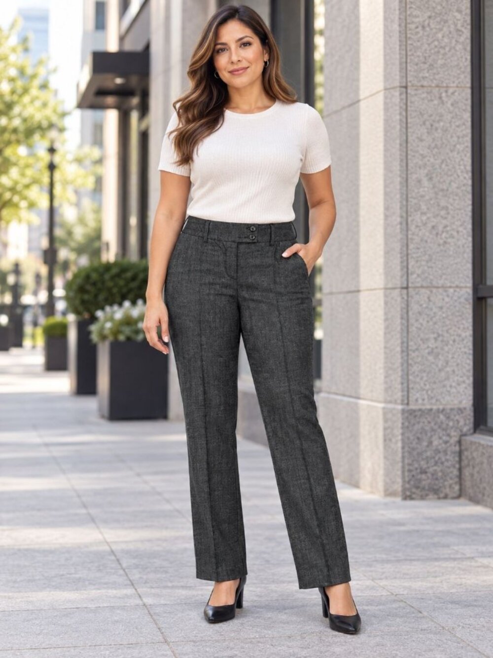 Maurices Womens Gray Slacks Size 9/10 Mid-Rise Trousers Cotton Blend Work Pants